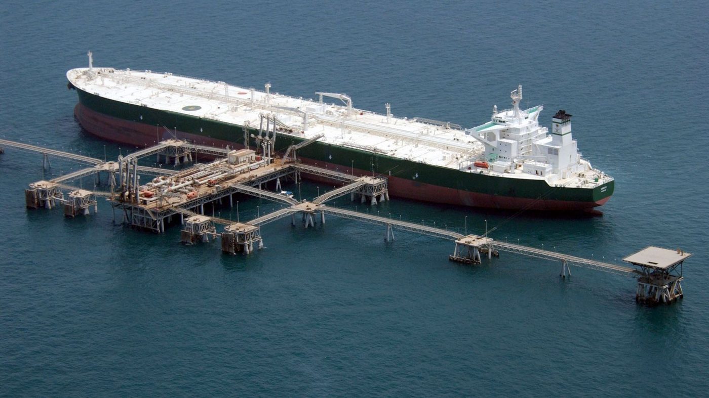 Aerial view of a marine export terminal